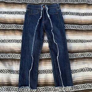 Women's Levi's Dark Blue Denim Custom Made Stitched Layered Jeans Sz 26 x 23.5